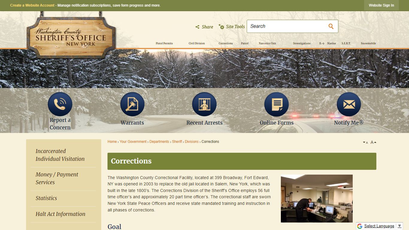 Corrections | Washington County, NY - Official Website
